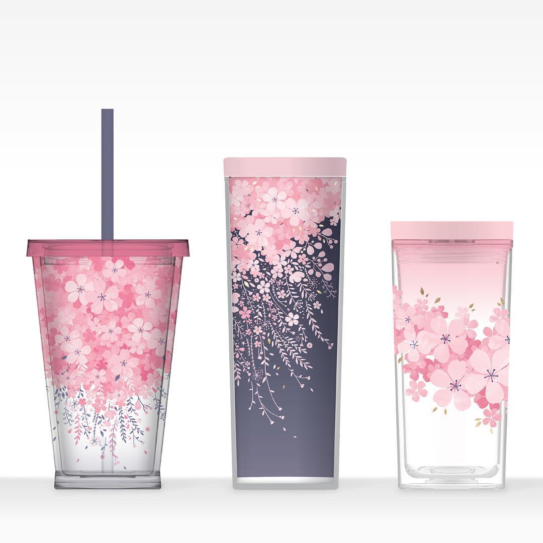 Studio L-E · 星巴克樱花系列：三款塑料随行杯渲染图 · 3/3 · 1